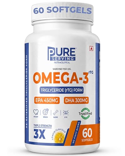 Image of Re-Esterified Triglyceride (RTG) Form Omega 3 Fish Oil Capsules | Triple 3X Strength 450mg EPA & 300mg DHA | Vitamin D3 K2-MK7 & Vitamin E | Lemon Flavour | Burpless | 60 Softgels
