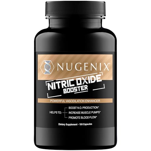 Nugenix Nitric Oxide Booster Supplement - Nitric Oxide Flow, L-Arginine, L-Citrulline, Pine Bark Extract - Vasodilator - 100 Capsules