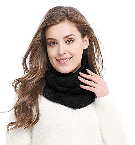 Winter Soft Pullover Knit Infinity Scarf Beanie Hoodie Scarf2