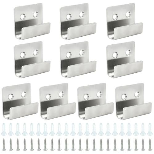 Image of Bivethoi Tile Display Wall Hanger, Medium Size, Stainless Steel | 10 Pcs, Wall Mount Brackets Hook, Heavy Duty, For Mirrors, Picture Frame Ceramic Wall Display, Silver