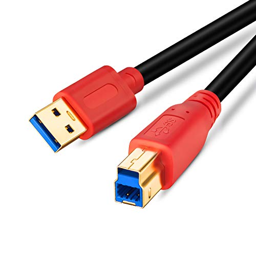 USB 3.0 Cable A Male to B Male 20Ft,Tan QY Type A to B Male Compatible with Hard Disk Drive,Printers,Scanner,USB Hub,Monitor and More (6M/20Ft)