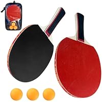 Gentpovth Tischtennisschläger Set mit 2 Schlägern, 3 matten Tischtennisbällen und 1 Tragetasche, Premium Tischtennisschlaeger, Profiqualität für Freizeit,Training, Kinder,Erwachsene (Drinnen,Draußen)