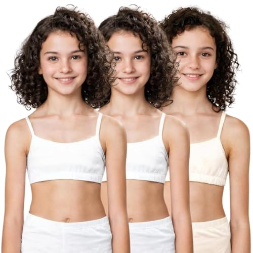 Image of ADIRA | Beginners Bra for Girls 13-14 Years | Flat Padding for Nipple Coverage | Comfortable Strecthy Cotton | Comfy-Breathable Beginners Bra & Super Soft Material | Pack of 3