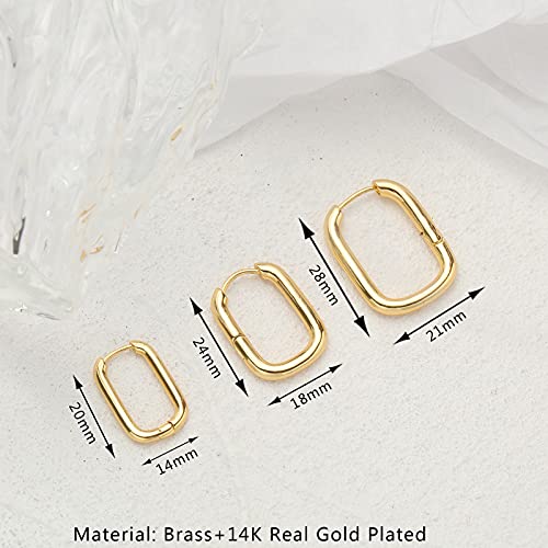 Gold Hoop Earrings for Women, 14K Real Gold Plated Lightweight Chunky Gold Hoops Earrings for Gifts4