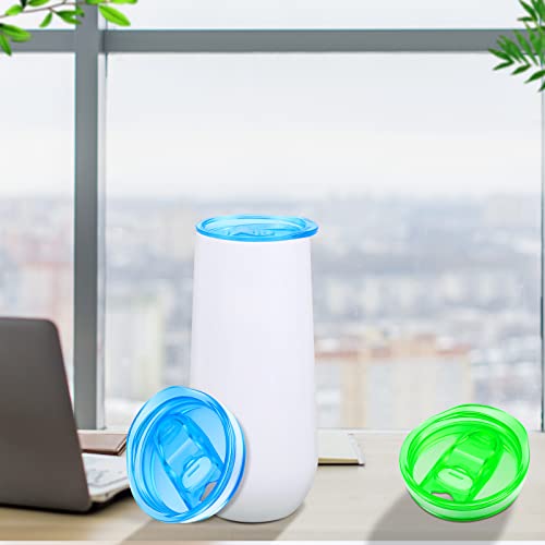 2 Pcs 20 Oz Skinny Replacement Lids Tumbler Replacement Lids Plastic Splash Resistant Lids Covers Spill Proof Skinny Tumbler Lid Cup Covers For Mouth Tumbler Cooler Cup (Green, Light Blue) #TOP3