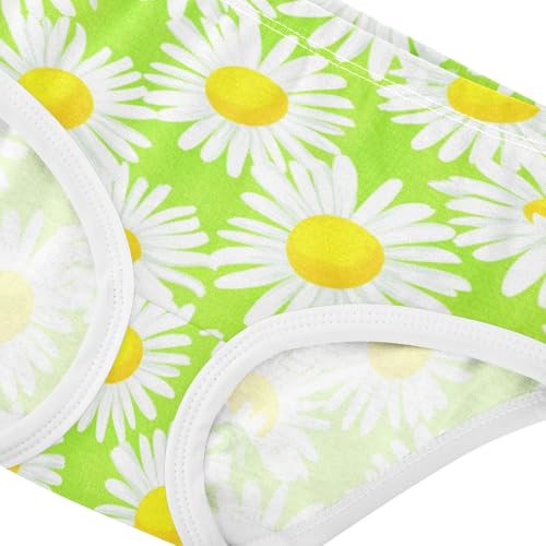Joisal Cotton Girls Underwear Toddlers White Daisies Green Textured Girl Panties Cute Designer Briefs Underpants 2t4