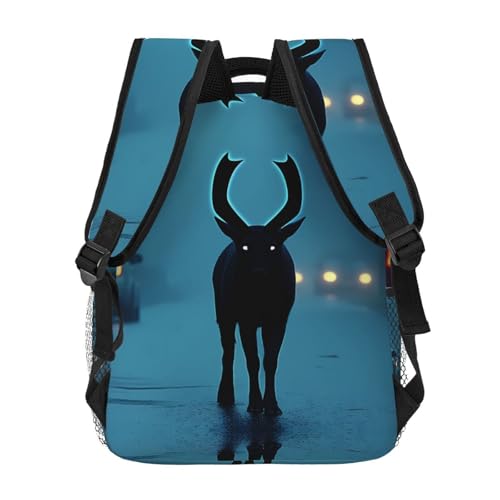PHAYAH Shadow Deer Pattern Backpack 15.7" Simple Bag For Everyone With 1 Main Compartment, Front Utility Pocket4