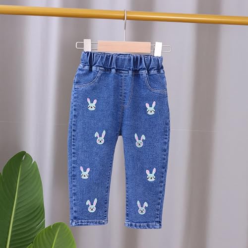 Flare Jeans for Teen Girls Bow Embroidered Stretchy Straight Leg Trendy Denim Pants Kids School Outdoor Running Pants2