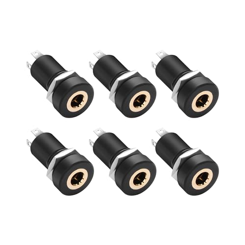 PNGKNYOCN 6pcs 3,5MM L&ouml;tbuchse f&uuml;r Panelmontage, 3,5mm 4-polige Stereo Audio Video Panelmontage L&ouml;tbuchse mit Muttern