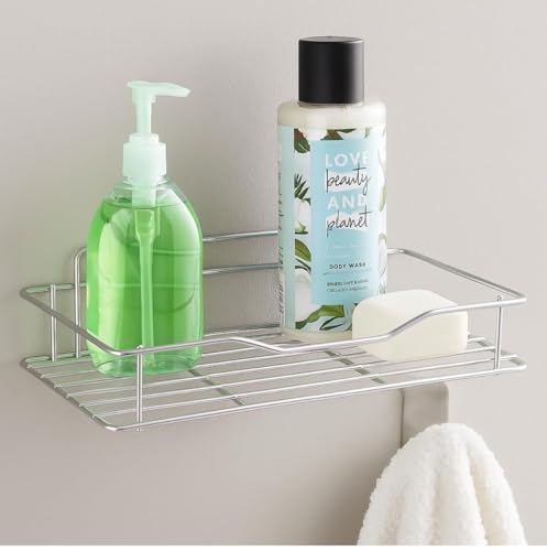 Image of Stainless Steel Wall Mounted Shelf for Kitchen & Bathroom | Rustproof Storage Rack for Spices, Accessories | Heavy Duty Wall Organizer with Easy Installation | (Silver) (Pack of 2)