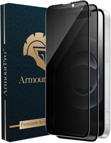 Image of ArmourPro Anti-Spy Privacy Tempered Glass for iPhone 16E / 14 / 17E / iPhone 13 - Anti Peeping Screen Protector, Edge to Edge Full Coverage, 9H Hardness, Easy Installation Kit | Pack of 2
