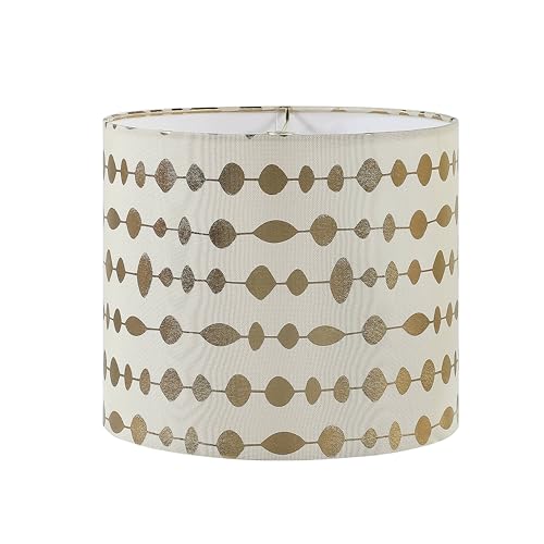 Image of Aspen Creative 31104 Transitional Drum (Cylinder) Shaped Spider Construction Lamp Shade in Beige with Gold Print, 12 inch Wide (12 inch x 12 inch x 10 inch)