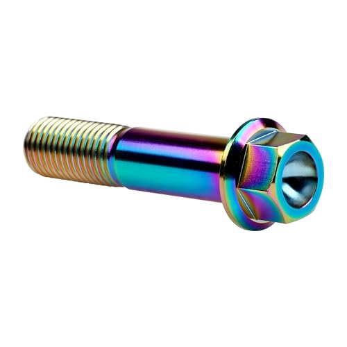 Image of Titanium Bolt M12 30 35 40 45 50 55 60 65 70 75 80 85 90mm Hex Small Flange Head for Motorcycle Car Modification Pack of 4 (M12x55mm Pitch 1.25, Multicolored)