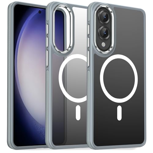 Image of MALEWOLF Case for Samsung Galaxy S25 Edge, Fits for Magsafe, Anti-Scratch Translucent Matte Cover [Non-Slip Grip], Color Hybrid Magnetic Phone Case for Galaxy S25 Edge, Drop Resistant (Grey /White)