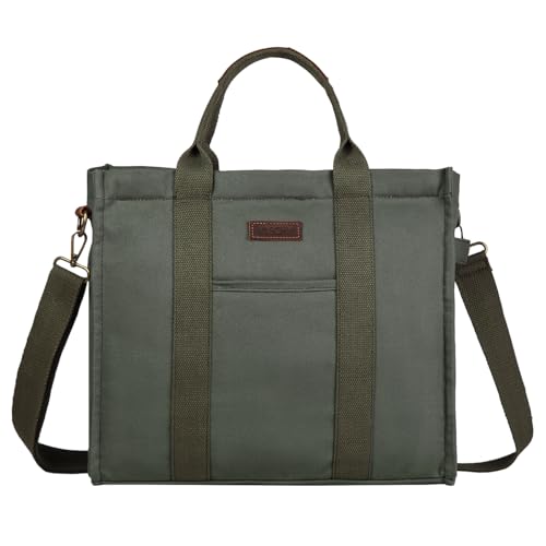 Image of VASCHY Canvas Tote bag, Casual Reusable Work Totes for Women Teachers with Zippers Pockets Crossbody Shoulder Bag Purse