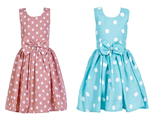 Image of Casual Frock for Baby Girls,Blue Printed and Olive Printed,Pack of 2