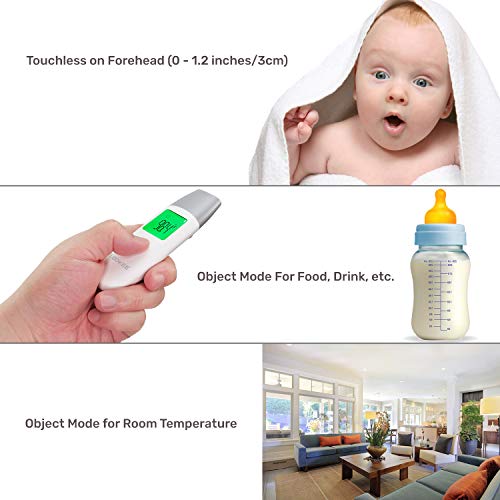 Lookee Petite Infrared Touchless Forehead Thermometer For Adults And Kids | Baby Thermometer With Fever Alarm | 3-In-1 No Touch Medical Digital Thermometer With Memory Of 35 Readings | Battery & Pouch #TOP4