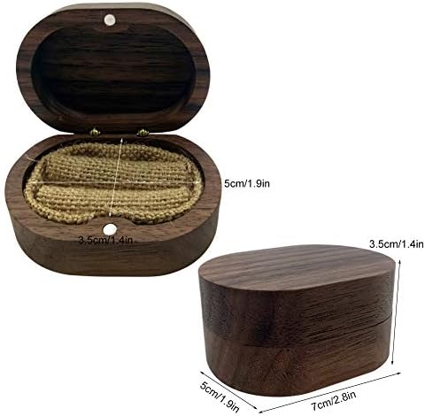 Wooden Ring Box, Jewelry Box Ring Holder Case Ring Box with Cushion for Wedding Proposal Engagement
