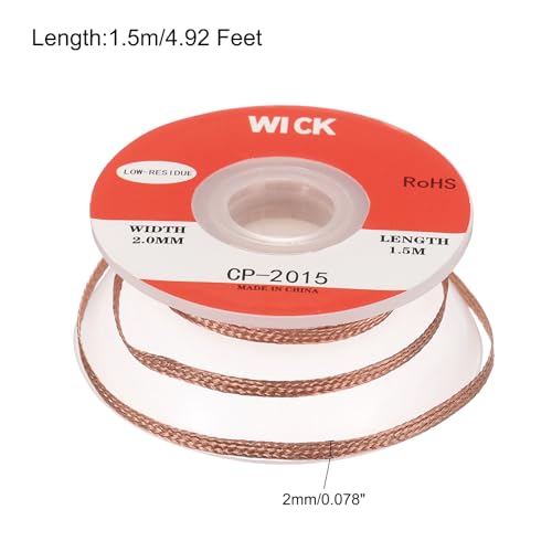 Image of MECCANIXITY Solder Wick Braid No-Clean Desoldering Wick Braid 0.08 Inch Width 5 Feet Length for Remove the Solder Electrical Components 1 Pack