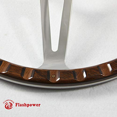 15'' Classic Riveted Wooden Steering Wheel With 9 Bolt And Horn Button #TOP3