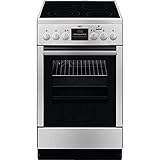Konvektionssystem Hot Air AEG CCB56400BX freistehender Elektroherd / 58L / Edelstahl und Schwarz / 50 cm Backofen mit Glaskeramik-Kochfeld / SteamBake mit Feuchtigkeitszugabe