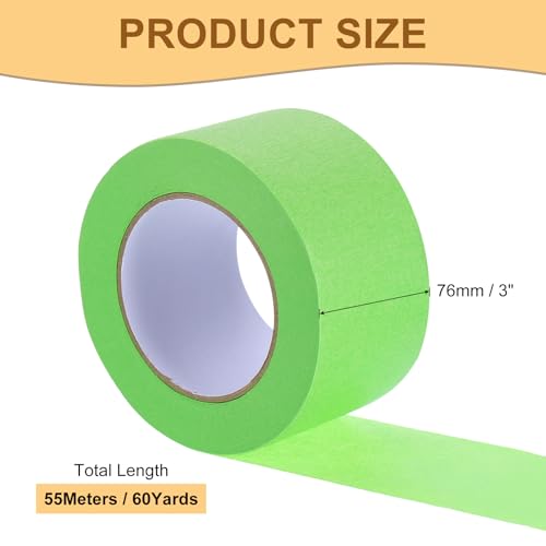 Image of Masking Tape Green Painters Tape Paper Tape [for Crafts DIY Walls Painting Packing Automotive Home Decoration Teaching]- 3 Inch x 60 Yards /1 Roll
