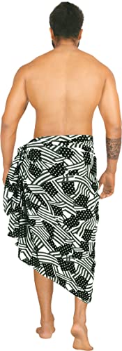 LA LEELA Men's Patriotic 4th of July American Flag Summer Sarong Swim Trunk Long Beach Pareo Wrap2
