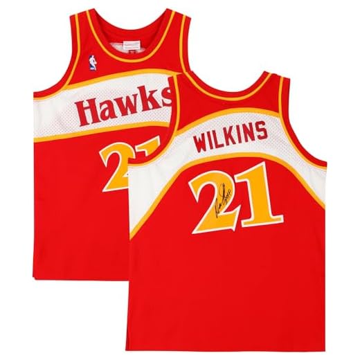 Dominique Wilkins Atlanta Hawks Autographed Red Mitchell and Ness 1986 Hardwood Classic Logo Swingman Jersey with "Human Highlight Film" Inscription - Autographed NBA Jerseys