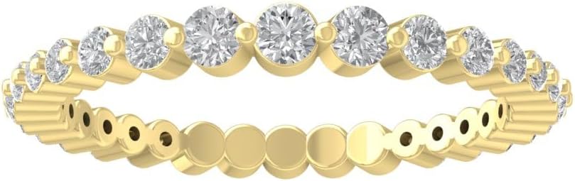 10K Gold or Silver Round Lab Grown Diamond Eternity Band Ring (1/2 cttw, VS Clarity, D-E Color), Size 10