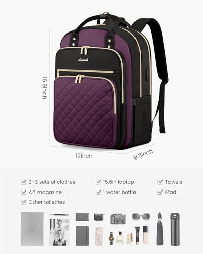 Image of LOVEVOOK Laptop Backpack for Women with Separate Laptop Compartment, 15.6 inch Water Resistant Lightweight Daypacks for College Travel Work Business, Nurse Teacher Computer Bags