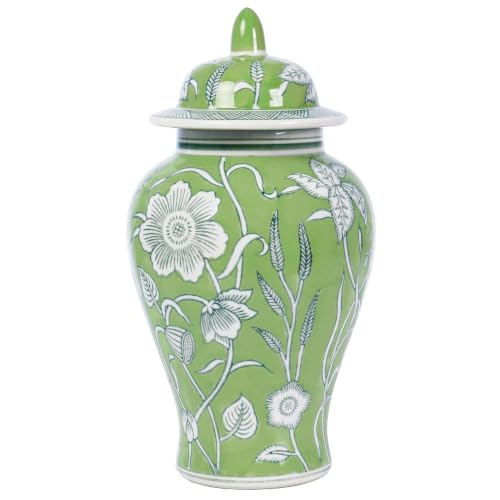 11″ Light Green Ginger Jar with Lid