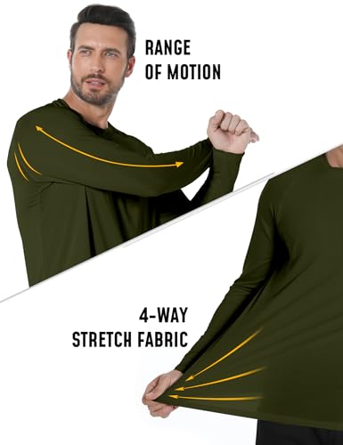 4 Pack Mens Long Sleeve Tee Shirts UPF 50+ Rash Guard Quick Dry Fit Workout Gym Fishing Athletic Tshirt3