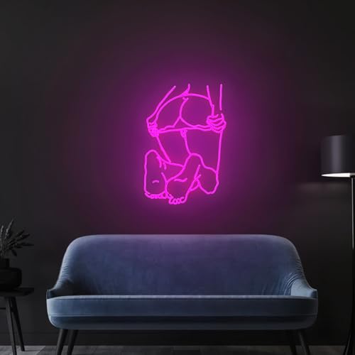Image of Lady Neon Signs for Wall Decor 23.6 inches Led Sexy Women Sliding Panty Lights Sign Bedroom Bar Club Game Room Man Cave Bar Wall Art Gift