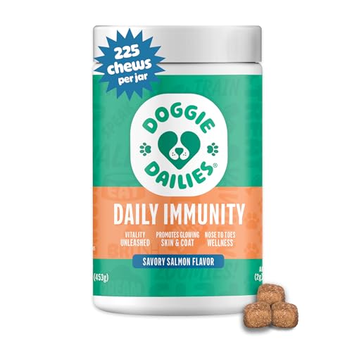 Doggie Dailies Omega 3, Salmon Oil & Nutrients for Skin, Coat & Allergy Support (Salmon, 225 Soft...