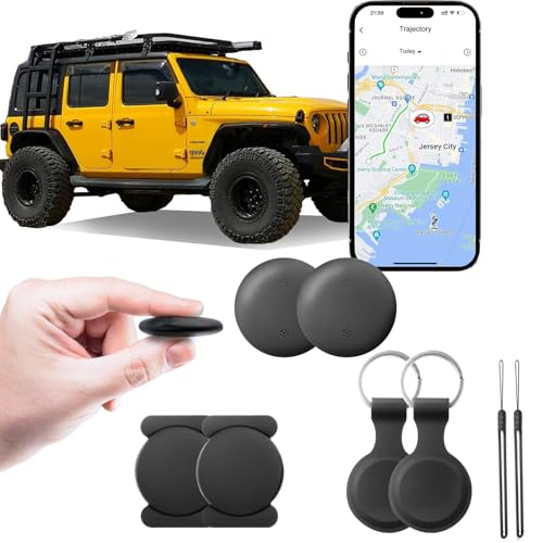 Car Tracker Support Android and iOS Systems Magnetic Bluetooth Finder for Car with Alerts Global positioning function 1 Year Battery Life (Includes Keychain Strap & Mount) (2 set)