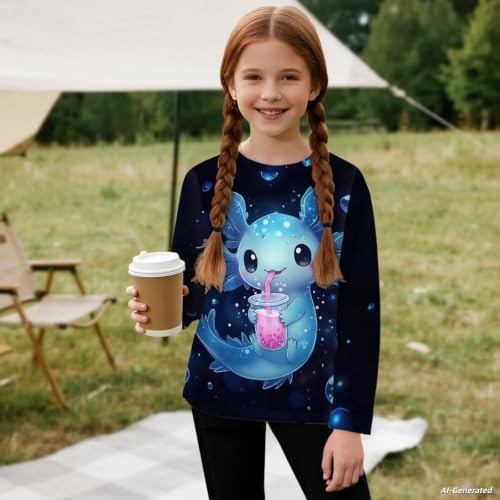 Image of Renewold Boys Girls Tees Kids T-Shirt Long Sleeve Crewneck T Shirts Casual Athletic Tops Clothing for Home School Travel