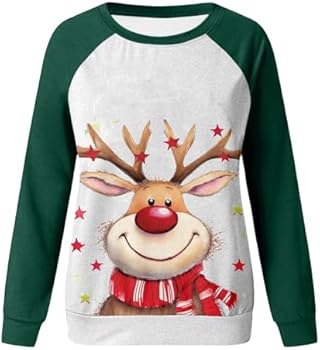 Retro Noorse Rendier Kersttrui - Dames - Rood