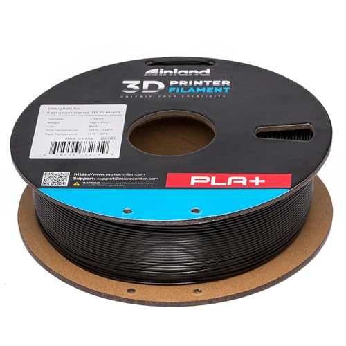 Image of INLAND Micro Center PLA+ 3D Printing Filament 1.75mm - PLA Pro Dimensional Accuracy + /- 0.03 mm - 1kg Cardboard Spool (2.2 lbs) (1 Pack Black, 1.75mm)