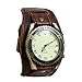 Sharplace Unisex-Punk-Retro-Rundes Zifferblatt Braunes breites Leder-Gürtelband-Manschetten-Armband Römische Ziffern Analoge Quarz-Armbanduhren - Brown