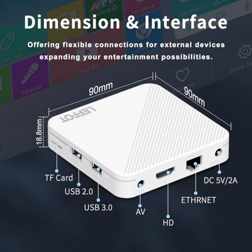 Image of Android 14.0 TV Box 2025, LEFFOT H313 4K Ultra HD Streaming Device for TV | 2GB RAM + 16GB ROM, Smart TV Box with Voice Remote, BT 5.4, USB 3.0, HDR 10, 2.4G & 5G WiFi 6