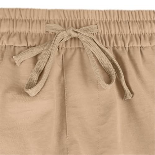 Men's Shorts Casual Cotton Linen Elastic Waist Summer Beach Vacation Shorts with Multi-Pocket4