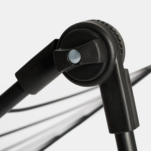 OHS Clothes Airer Over Bath, Adjustable Rotation Clothes Drying Rack with 14 Bars Lightweight Foldable Metal Laundry Drying Rack for Indoor Use - Black - Image 3