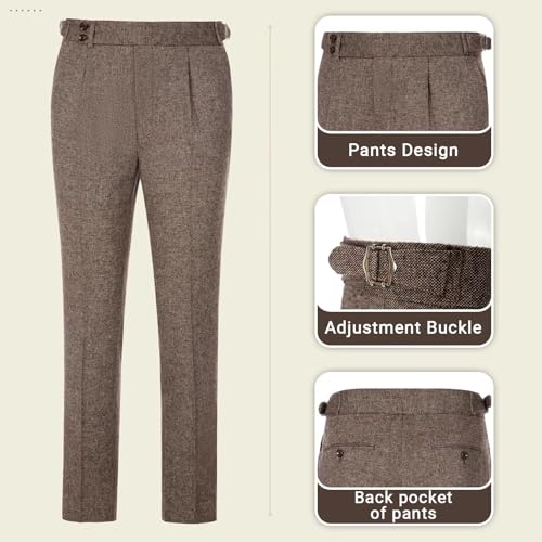 Retro 2 Piece Tweed Men's Suits Slim Fit Groom Vintage Tuxedos Set Prom Woolen Fabric Blazer Custom Jacket Pants3