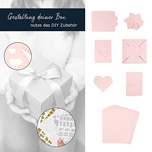 weddlyn® – Überraschungsbox – hochwertiges Papier & Verarbeitung – Explosionsbox mit modernen Stickern und Stift… – Bild 4