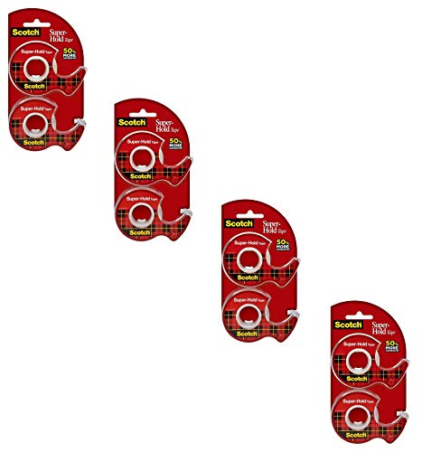 Scotch Brand Super-Hold Tape, 50% More Adhesive, Glossy Finish, Photo-Safe, Engineered for Securing, 3/4 x 600 inches, 8 Dispensered Rolls (198DM-2)