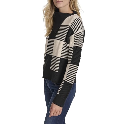 Nautica Women's Buffalo Check Warm Cowl Neck Pullover3