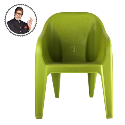 Image of CELLO Plastic Sofa Chair | Kursi | Matt and Gloss Pattern | Chairs for Home, Dining Room, Bedroom, Kitchen, Living Room, Office and Outdoor & Garden | Strong and Sturdy Structure | Green