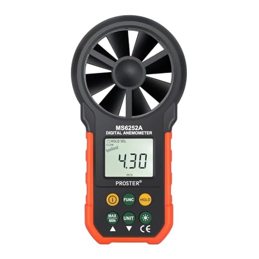 Proster Handheld Anemometer Portable Wind Speed Meter CFM Meter Wind Gauge with LCD Backlight for Weather Data Collection Outdoors Sailing Surfing Fishing