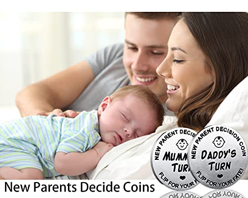 Image of New Dad Mom Gifts Funny Decision Making Coin, New Parent Mummy Daddy Pregnancy Women First Time to be Moms Dads Mother's Day Father's Day Gifts Double Sided