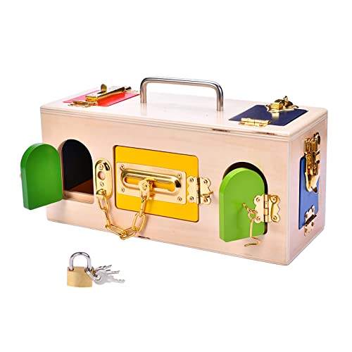 Mickyu Montessori Lock Box Toys Wooden Busy Board Sensory Toy Fine Motor Skills Learning Toys Gift For Toddlers Boys Girls #TOP6
